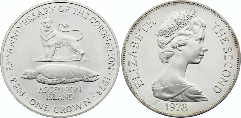 Ascension Island 1 Crown 1978 
KM# 1a; Silver; 25th Anniversary of the Coronati...