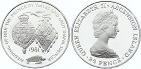 Ascension Island 25 Pence 1981 
KM# 3b; Silver Proof; Royal Wedding of Prince Charles; Elizabeth II