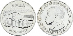 Botswana 5 Pula 1976 (ND)
KM# 9; Silver; Independence; UNC