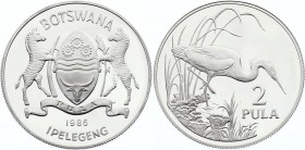 Botswana 2 Pula 1986 
KM# 18; Silver Proof; Wildlife Series - Slaty Egret