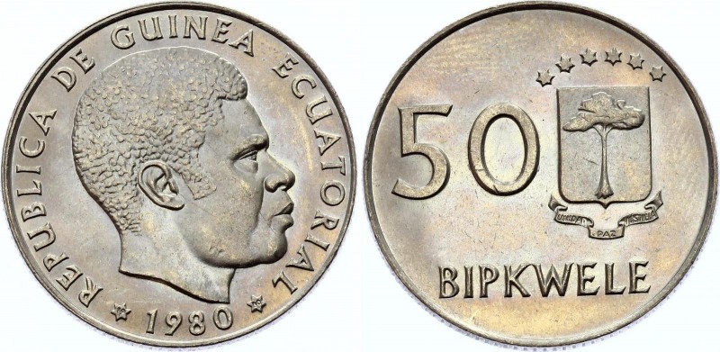 Equatorial Guinea 50 Bipkwele 1980 (80)
KM# 53; UNC with Full Mint Luster & Ama...