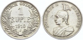 German East Africa 1 Rupie 1910 J
KM# 10; Wihelm II; Silver; XF-AUNC