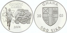 Ghana 500 Sika 2003 
2004 Olympics - Athens; Silver; Proof