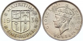 Mauritius 1 Rupee 1938 
KM# 19; Silver; George VI; AUNC