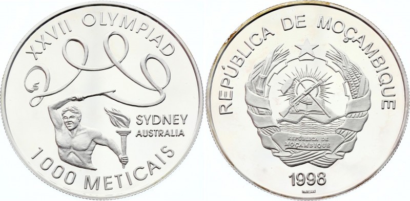 Mozambique 1000 Meticais 1998 
KM# 128; 2000 Olympics - Sydney; Mintage 10,000;...