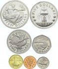 Barbados Proof Set of 7 Coins 1973 
1 5 10 Cents 1 5 10 Dollars 1973; Proof; With Silver