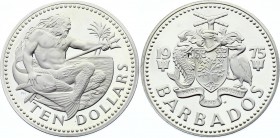 Barbados 10 Dollars 1975 
KM# 17a; Silver Proof; Elizabeth II