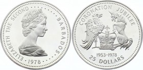 Barbados 25 Dollars 1978 
KM# 27; Silver Proof; 25th Anniversary of the Coronation of Queen Elizabeth II