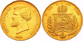 Brazil 20 000 Reis 1860 Pedro II
KM# 468; Pedro II; Gold (.917) 17.93g