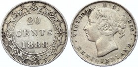 Canada Newfoundland 20 Cents 1888 
KM# 4; Silver; Victoria; VF