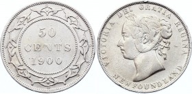 Canada Newfoundland 50 Cents 1900 
KM# 6; Silver; Victoria; VF