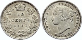 Canada 10 Cents 1882 H
KM# 3; Silver; Victoria; XF-