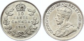 Canada 10 Cents 1916 
KM# 23; Silver; George V; AUNC