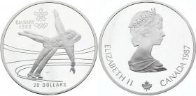 Canada 20 Dollars 1987 
KM# 155; Silver (.925) 33.6g; Elizabeth II; Winter Olympic Games'88 - Figure skating; In Original Box; Silver; Proof
