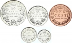 Canada Set of 5 Coins "Royal Canadian Mint Anniversary" 1998 
KM# 309-313; With Silver; Proof