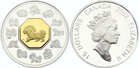 Canada 15 Dollars 2002 
KM# 463; Silver Proof; Lunar Cameo Coin - Year of the Horse; With Original Box & Certificatooster