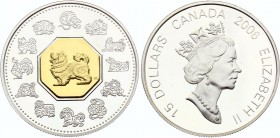 Canada 15 Dollars 2006 
KM# 587; Silver Proof; Lunar Cameo Coin - Year of the Dog; With Original Box & Certificate