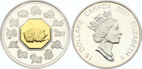 Canada 15 Dollars 2007 
KM# 732; Silver Proof; Lunar Cameo Coin - Year of the Pig; With Original Box & Certificatooster