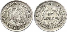 Chile 1 Decimo 1881 
KM 136.3; Condor with wings spread; Silver; UNC double strike