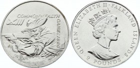 Falkland Islands 2 Pounds 1986 
KM# 22; Silver; Commonwealth Games-Shooting; Elizabeth II; UNC