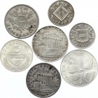 Austria Lot of 7 Silver Coins 1924 - 1970
Silver; Various Dates & Denominations; XF-UNC
