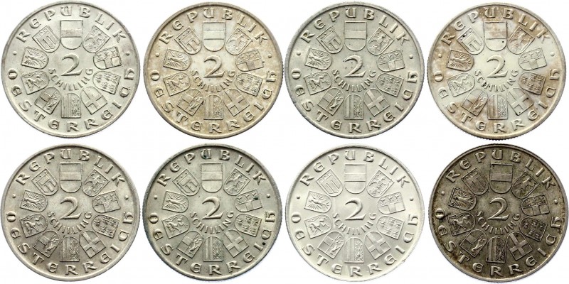 Austria 8 x 2 Schilling 1928 - 1930
Silver; Various Dates & Motives