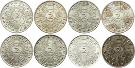 Austria 8 x 2 Schilling 1928 - 1930
Silver; Various Dates & Motives