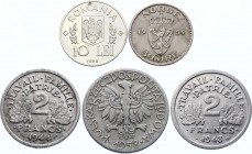 Europe Lot of 5 Coins 1943 -95 Various Coutries, Dates & Denominations
VF-UNC
