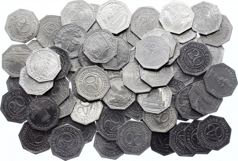 Germany Set of 71 Nurnberg Notgelds / Transport Tokens 
20 Pfennig Privates Not...