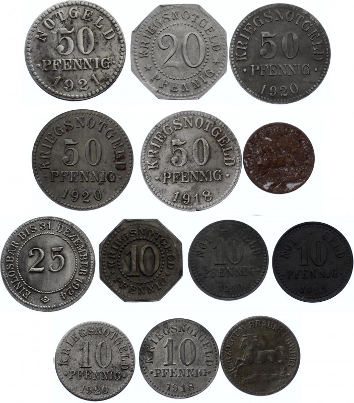 Germany - Weimar Republic Lot of 13 Notgelds 
Various Dates, Denominations, Mot...