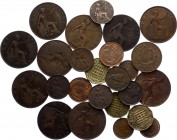 Great Britain Lot of 25 Coins: Farting - 1/2 Penny - 1 Penny - 3 Pence 1901 -99 
VF-AUNC