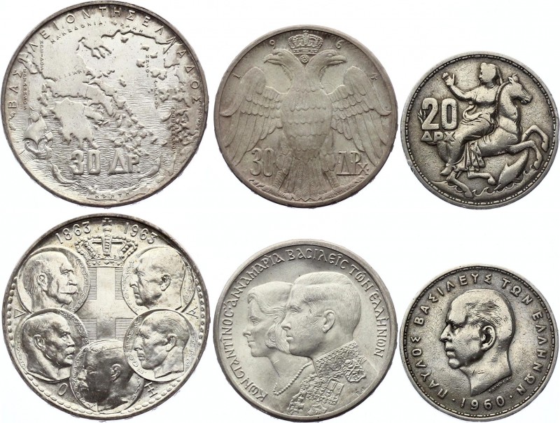 Greece Lot of 3 Silver Coins 1960 - 1964
Silver; 20 & 30 Drachmai 1960 - 1964; ...