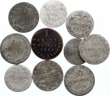 Poland Lot of 10 Coins: 1 Grosz - 5 Groszy - 10 Groszy 1824 -40
F-VF