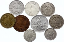 Romania Lot of 9 Coins 1867 - 1952
With Silver; Various Dates & Denominations