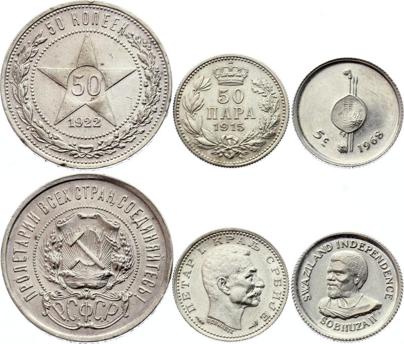 World Lot of 3 Coins 1915 - 1968
Different Countries, Dates & Denominations; Si...