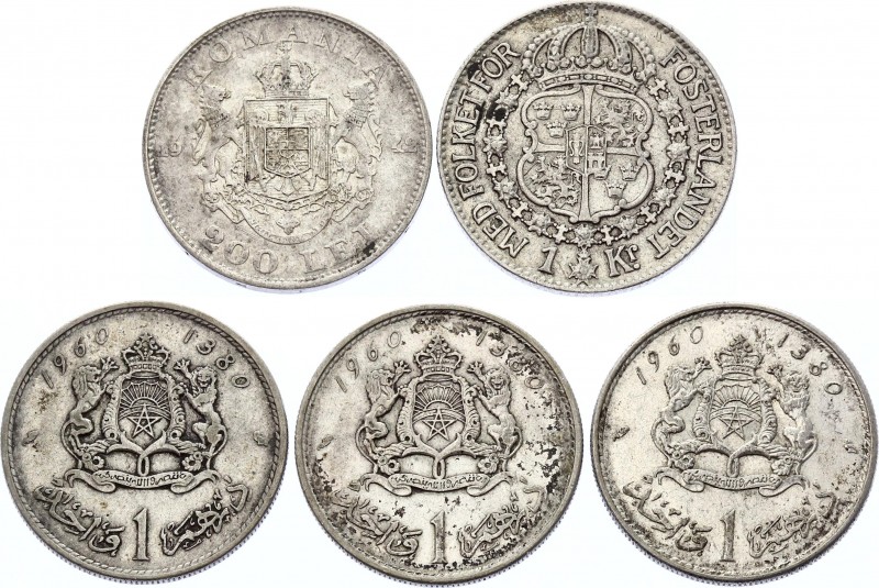 World Lot of 5 Silver Coins 1937 -60 
Various Coutries, Dates & Denominations; ...