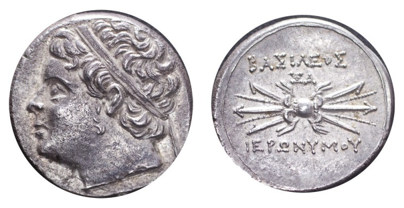 SICILY: SYRACUSE. Hieronymos, 215-214 BC. AR 5 Litrai, 3.99 g. Good very fine. E...