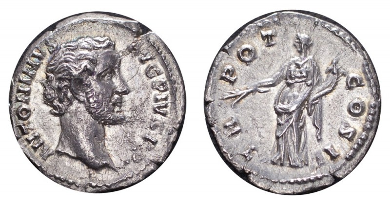ROMAN EMPIRE. Antoninus Pius, 138-161 AD. AG Denarius, 2.89 g. Extremely fine wi...