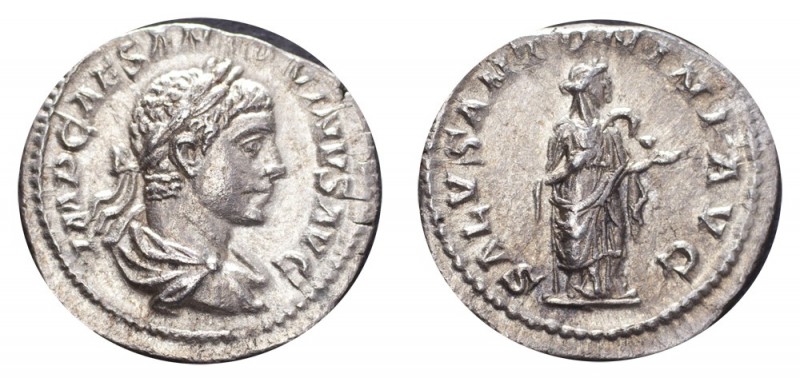 ROMAN EMPIRE. Elagabalus, 218-222. AG Denarius, 3.05 g. Mint state.