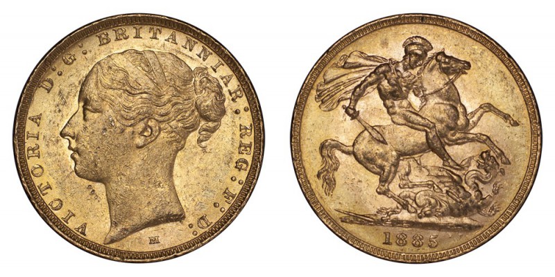 AUSTRALIA. Victoria, 1837-1901. Gold Sovereign 1885-M, Melbourne. Young Head. 7....