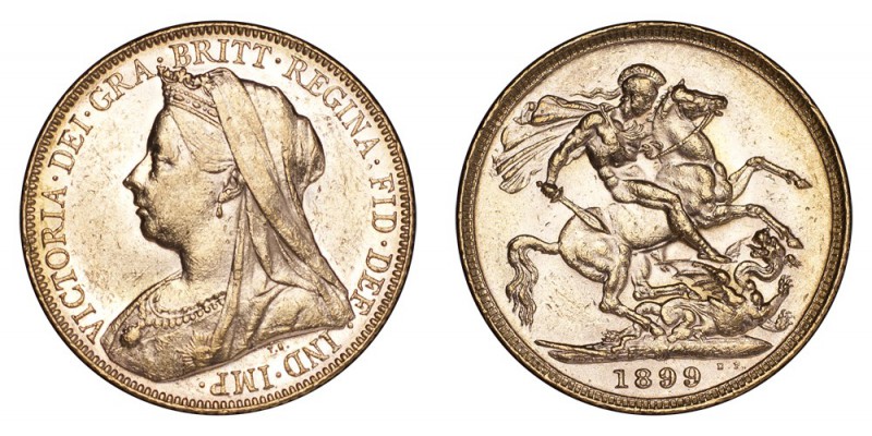AUSTRALIA. Victoria, 1837-1901. Gold Sovereign 1899-M, Melbourne. Veiled Head. 7...