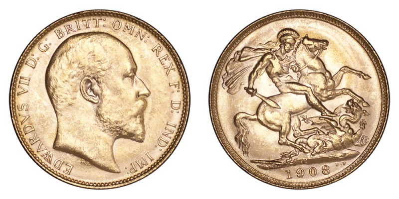 AUSTRALIA. Victoria, 1837-1901. Gold Sovereign 1908-P, Perth. 7.99 g. Uncirculat...