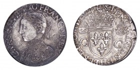 FRANCE. Charles IX, 1560-74. Teston 1564-H, La Rochelle. 9.47 g. Dup.1063. Unusually good detail on the king's bust. Very fine.