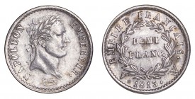 FRANCE. Napoleon I, 1804-1814, 1815. 1/2 Franc 1813-W, Lille. 2.5 g. Mintage 58,000. KM# 691, Gad# 399, F# 178. Extremely fine.