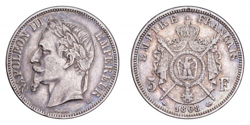 FRANCE. Napoleon III, 1852-70. 5 Francs 1867-A, Paris. Good very fine with lustr...