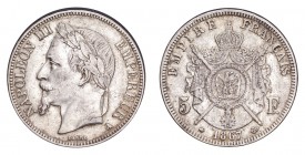 FRANCE. Napoleon III, 1852-70. 5 Francs 1868-A, Paris. Good very fine with dark toning.