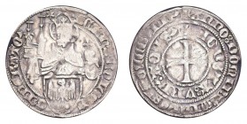 GERMANY: AACHEN. Reinhald, 1402-23. Groschen 1411, 1.94 g. Frey New 19; Förschner 82; Saurma 2807. Crowned half-length bust of Charlemagne holding cat...