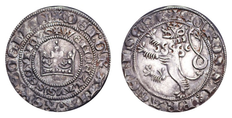 GERMANY: BOHEMIA. Wenzel II, 1278-1305. Prager groschen , 3.78 g. Extremely fine...