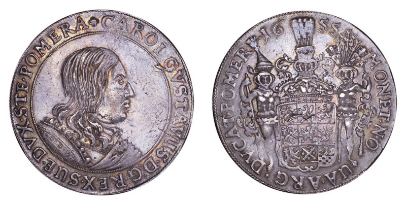 GERMANY: POMERANIA - SWEDISH RULE. Carl X Gustav, 1654-60. Taler 1655, Stettin. ...