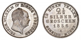 GERMANY: PRUSSIA. Wilhelm I, 1861-88. 2 1/2 Groschen 1856-A, Berlin. 3.22 g. J.78. Uncirculated.